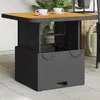 Image de Vidaxl Table De Jardin Noir 80x80x71 Cm RÃ©sine TressÃ©e Et Bois Acacia
