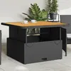 Image de vidaXL Table de jardin noir 110x110x71cm résine tressée et bois acacia368272