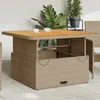 Image de Vidaxl Table De Jardin Beige 110x110x71 Cm RÃ©sine TressÃ©e Bois Acacia