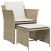 Image de vidaXL Chaise de jardin avec tabouret beige résine tressée