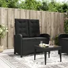 Image de Vidaxl Banc Inclinable De Jardin Avec Coussins Noir RÃ©sine TressÃ©e