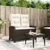 Image de vidaXL Banc inclinable de jardin avec coussins marron résine tressée