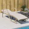Image de vidaXL Vidaxl Chaise Longue Avec Coussin Beige 60x199x42 Cm Résine Tressée