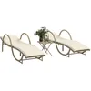 Image de vidaXL Vidaxl Chaises Longues Lot De 2 Avec Table Beige Résine Tressée