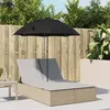 Image de Vidaxl Chaise Longue Double Avec Coussins Et Parasol Beige Poly Rotin