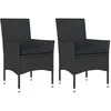 Image de vidaXL Chaises de jardin avec coussins lot de 2 noir résine tressée368109