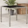 Image de vidaXL Vidaxl Table De Jardin Avec Dessus En Verre Gris Clair Résine Tressée