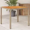 Image de vidaXL Table de jardin beige 90x90x75 cm résine tressée et bois acacia368124