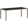 Image de vidaXL Table de jardin dessus en verre gris clair résine tressée368128