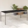 Image de vidaXL Vidaxl Table De Jardin Dessus En Verre Gris Clair Résine Tressée