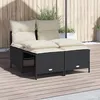 Image de Vidaxl Salon De Jardin 4 Pcs Avec Coussins Noir RÃ©sine TressÃ©e