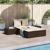 Image de vidaXL Vidaxl Chaise Longue Double Avec Coussins Marron Résine Tressée