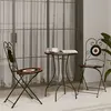 Image de vidaXL Ensemble de bistro mosaïque terre cuite blanc fer et céramique