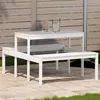 Image de vidaXL Table de pique-nique blanc 110x134x75 cm bois massif de pin832558
