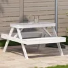 Image de Vidaxl Table De Pique-Nique Blanc 105x134x75 Cm Bois Massif De Pin