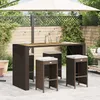 Image de vidaXL Vidaxl Tabourets De Bar Jardin Coussins Lot De 4 Marron Résine Tressée