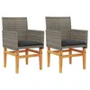 Image de vidaXL Chaises de jardin coussins lot de 2 gris résine tressée et bois368715