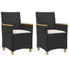 Image de vidaXL Chaises de jardin coussins lot de 2 noir résine tressée et bois368720