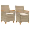 Image de vidaXL Chaises de jardin coussins lot de 2 beige résine tressée bois368722