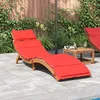 Image de vidaXL Vidaxl Chaise Longue Avec Coussin Rouge Bois D'acacia Solide