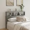 Image de vidaXL Armoire tÃªte de lit avec LED sonoma gris 140x17x102 cm