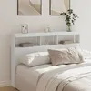Image de vidaXL Armoire tête de lit avec LED blanc 160x17x102 cm839203