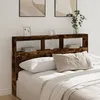 Image de Vidaxl Armoire TÃªte De Lit Avec Led ChÃªne FumÃ© 160x17x102 Cm