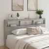 Image de vidaXL Armoire tÃªte de lit avec LED gris bÃ©ton 200x17x102 cm