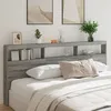Image de vidaXL Armoire tÃªte de lit avec LED sonoma gris 220x17x102 cm
