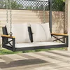 Image de Vidaxl Balancelle Avec Coussins Noir 109x62x40 Cm RÃ©sine TressÃ©e