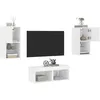 Image de vidaXL Vidaxl Meuble Tv Mural 4 Pcs Avec Lumières Led Blanc