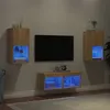 Image de vidaXL Meuble TV muraux 4 pcs avec lumières LED chêne sonoma