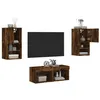 Image de vidaXL Meuble TV muraux 4 pcs avec lumières LED chêne fumé