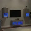 Image de vidaXL Meuble TV muraux 4 pcs avec lumières LED sonoma gris