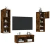 Image de vidaXL Meuble TV muraux 4 pcs avec lumières LED chêne fumé