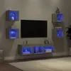 Image de vidaXL Unités murales TV avec LED 7 pcs gris sonoma bois d'ingénierie3216588