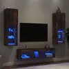 Image de Vidaxl UnitÃ©s Murales Tv Avec Led 5 Pcs ChÃªne FumÃ© Bois D'ingÃ©nierie