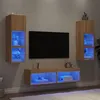 Image de vidaXL Unités murales TV avec LED 6 pcs chêne sonoma bois d'ingénierie