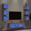 Image de vidaXL Unités murales TV avec LED 8 pcs chêne sonoma bois d'ingénierie
