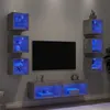 Image de vidaXL Unités murales TV avec LED 8 pcs gris béton bois d'ingénierie