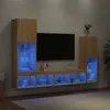 Image de vidaXL Unités murales TV avec LED 4 pcs chêne sonoma bois d'ingénierie3216656