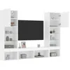 Image de vidaXL UnitÃ©s murales TV avec LED 5 pcs blanc bois d'ingÃ©nierie