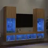Image de vidaXL Unités murales TV avec LED 5 pcs chêne sonoma bois d'ingénierie