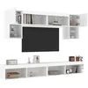 Image de vidaXL UnitÃ©s murales TV avec LED 6 pcs blanc bois d'ingÃ©nierie