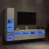 Image de vidaXL Unités murales TV avec LED 4 pcs blanc bois d'ingénierie