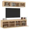 Image de vidaXL Unités murales TV avec LED 5 pcs chêne sonoma bois d'ingénierie