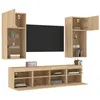 Image de vidaXL Unités murales TV avec LED 5 pcs chêne sonoma bois d'ingénierie