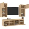 Image de vidaXL Vidaxl Unités Murales Tv Avec Led 5 Pcs Chêne Sonoma Bois D'ingénierie