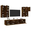 Image de vidaXL Ensemble de meubles TV muraux 7 pcs et lumières LED chêne fumé