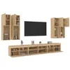 Image de vidaXL Ensemble de meubles TV muraux 7pcs et lumières LED chêne sonoma